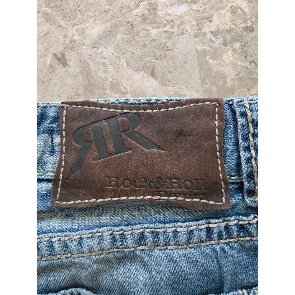 Rock & Roll Cowboy Double Barrel Relaxed Straight Jeans Mens 29x34 Blue Denim - Picture 5 of 16
